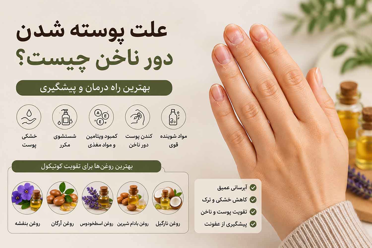 علت پوسته شدن دور ناخن