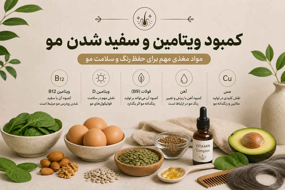 کمبود ویتامین و سفیدی مو